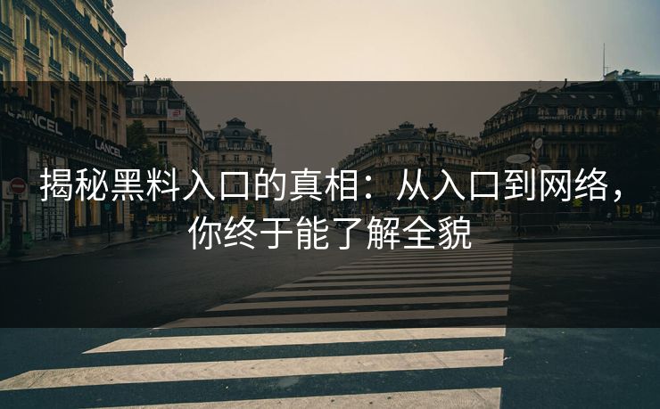 揭秘黑料入口的真相：从入口到网络，你终于能了解全貌  第1张