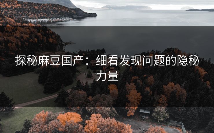 探秘麻豆国产：细看发现问题的隐秘力量  第1张