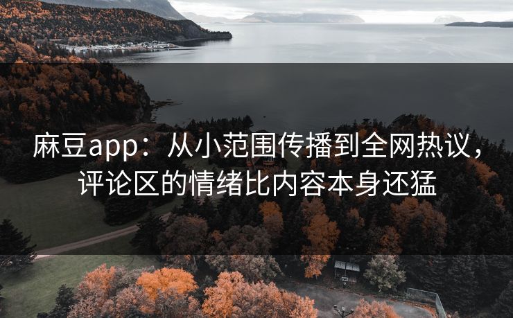 麻豆app：从小范围传播到全网热议，评论区的情绪比内容本身还猛  第1张