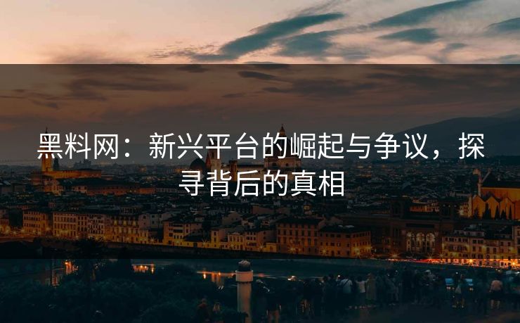 黑料网：新兴平台的崛起与争议，探寻背后的真相  第1张